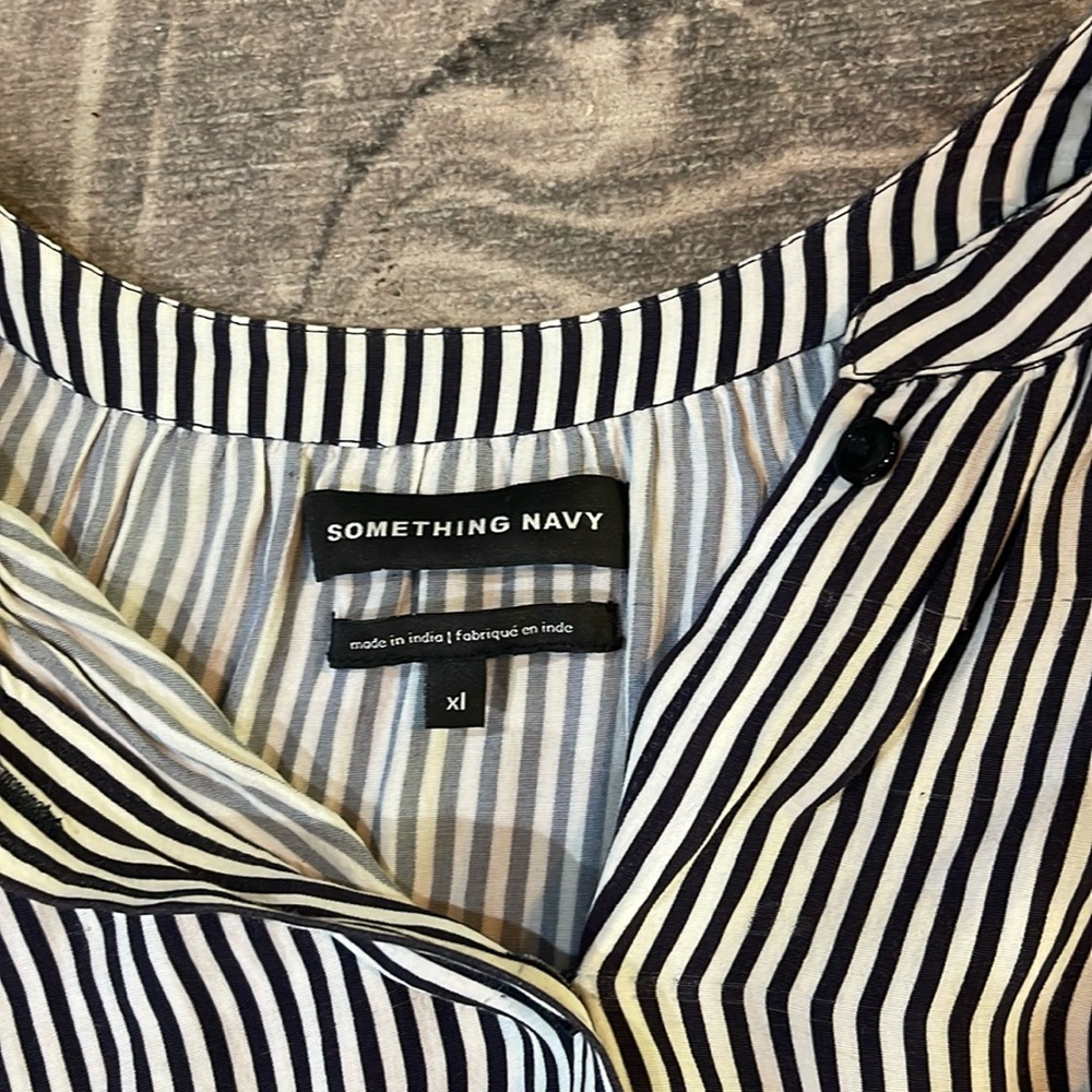 Something Navy Striped Blouse size: XL